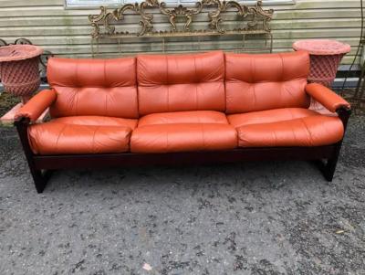Percival Lafer Wonderful Percival Lafer Rosewood 3 Seater Cognac leather S 1 Sofa Mid Century