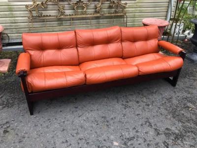 Percival Lafer Wonderful Percival Lafer Rosewood 3 Seater Cognac leather S 1 Sofa Mid Century