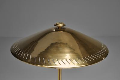 Perforated Brass Table Lamp with White Lacquered Interior Sweden Mid 20th C