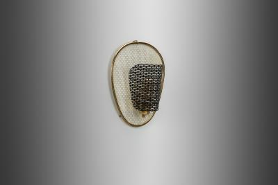 Perforated Brass Wall Lamp with Lacquered Metal Europe Mid 20th Century