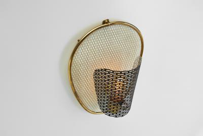 Perforated Brass Wall Lamp with Lacquered Metal Europe Mid 20th Century