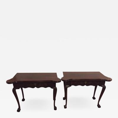 Period 1820s Irish Card Tea Tables Solid Mahogany with Later Carvings