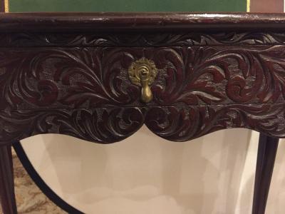 Period 1820s Irish Card Tea Tables Solid Mahogany with Later Carvings