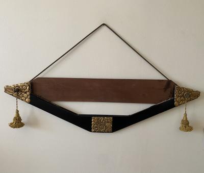 Period French Art Deco Black Lacquered Wood and Gilt Mirror