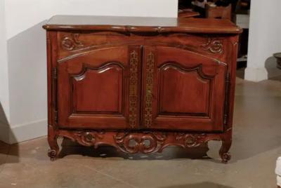 Period Regence French 1720s Walnut Two Door Buffet with Carved and Pierced Skirt