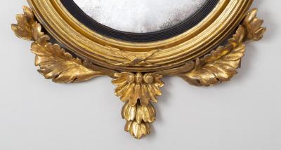 Period Regency Giltwood Convex Mirror with Dolphins
