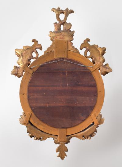 Period Regency Giltwood Convex Mirror with Dolphins