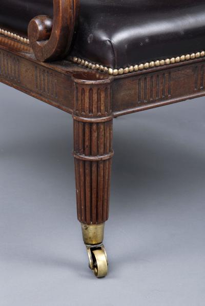 Period Regency Mahogany Leather Library Armchair Circa 1820