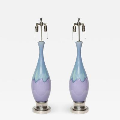 Periwinkle Lavendar Ombre Glazed Lamps