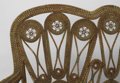 Perret et Vibert 2 French Victorian Natural Wicker Loveseats