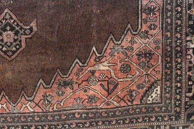 Persian Bijar Maroon and Blue Wool Rug