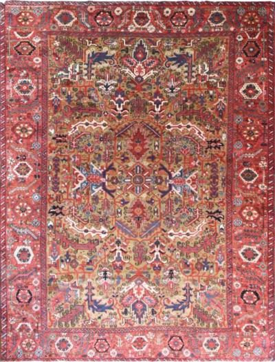 Persian Heriz Olive Gold Background