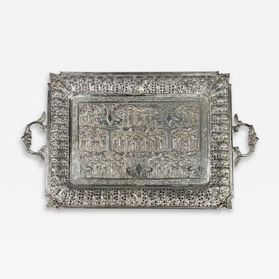 Persian Isfahan Solid Silver Tray