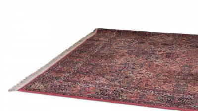 Persian Kirman Red and Blue Wool Rug
