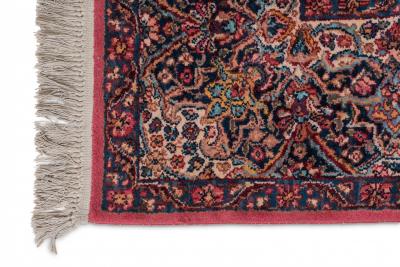 Persian Kirman Red and Blue Wool Rug