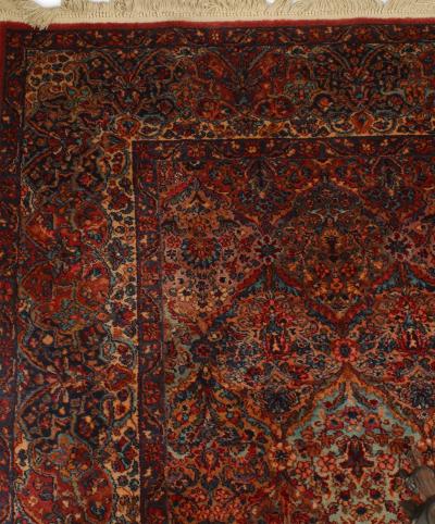 Persian Kirman Red and Blue Wool Rug