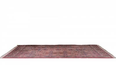 Persian Kirman Red and Blue Wool Rug