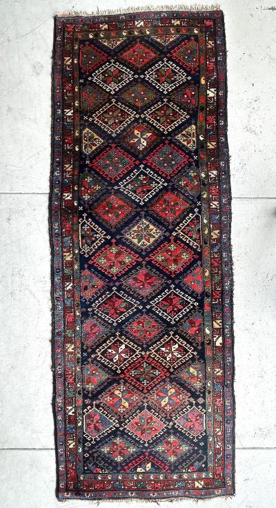 Persian Kurdish Semi Antique Hand Woven Runner 123 by 3 8 