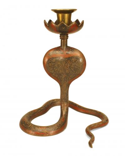 Persian Style Brass Cobra Snake Candlestick