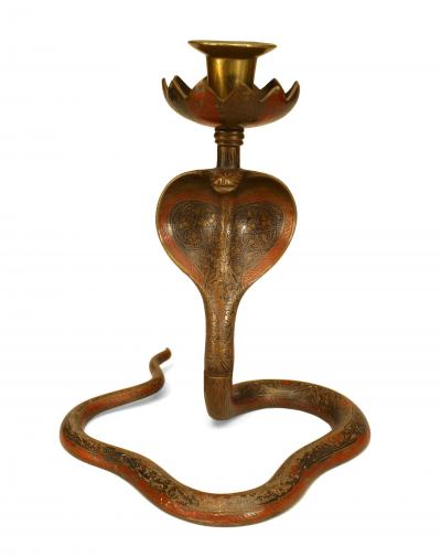 Persian Style Brass Cobra Snake Candlestick