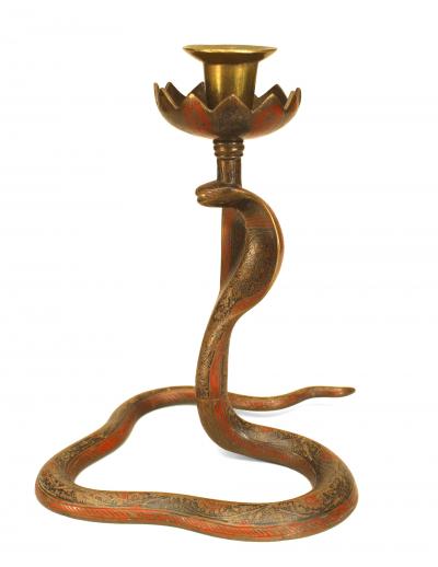 Persian Style Brass Cobra Snake Candlestick