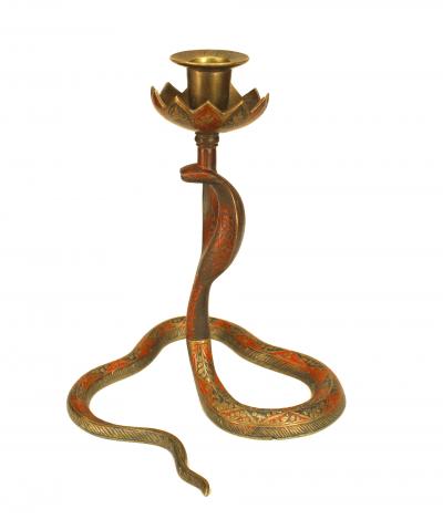 Persian Style Brass Cobra Snake Candlestick