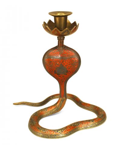 Persian Style Brass Cobra Snake Candlestick