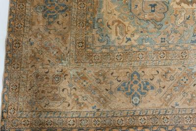 Persian Tabriz Botanic Light Blue Cream and Rust Handwoven Wool Rug