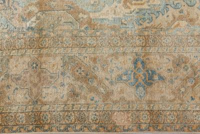 Persian Tabriz Botanic Light Blue Cream and Rust Handwoven Wool Rug