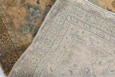 Persian Tabriz Botanic Light Blue Cream and Rust Handwoven Wool Rug