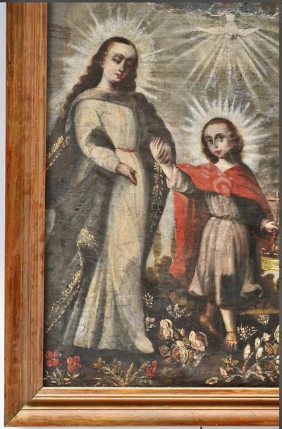 Peruvian possibly Cuzco 18th Century Painting of The Holy Family