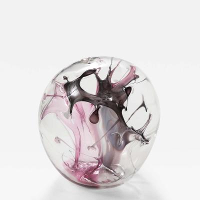 Peter Bramhall Hand Blown Glass Orb Sculpture by Peter Bramhall 