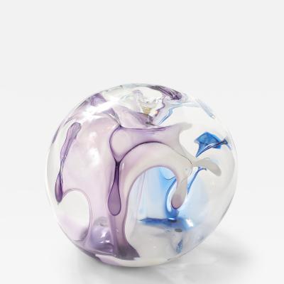 Peter Bramhall Large Hand Blown Glass Orb Sculpture by Peter Bramhall Dated August 1988