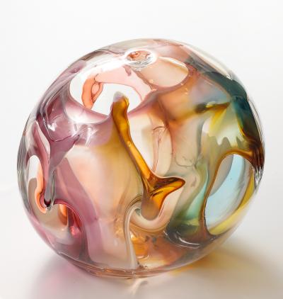 Peter Bramhall Large PETER BRAMHALL Glass Orb Sculpture Signed and Dated 1992