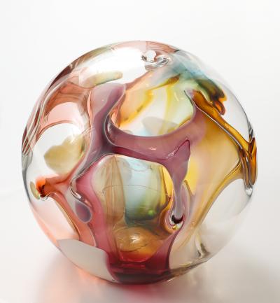Peter Bramhall Large PETER BRAMHALL Glass Orb Sculpture Signed and Dated 1992