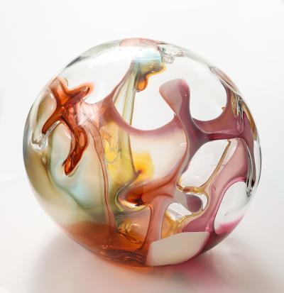 Peter Bramhall Large PETER BRAMHALL Glass Orb Sculpture Signed and Dated 1992