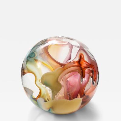 Peter Bramhall Large PETER BRAMHALL Glass Orb Sculpture Signed and Dated 1992