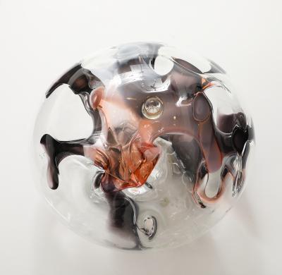 Peter Bramhall Large Peter Bramhall Glass Orb Sculpture 1988
