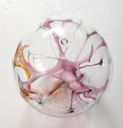Peter Bramhall XL Blown Glass Orb Sculpture by Pater Bramhall
