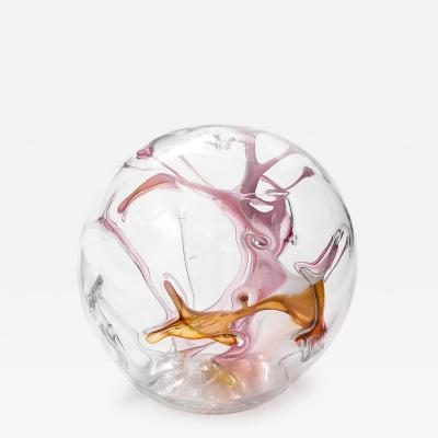 Peter Bramhall XL Blown Glass Orb Sculpture by Pater Bramhall