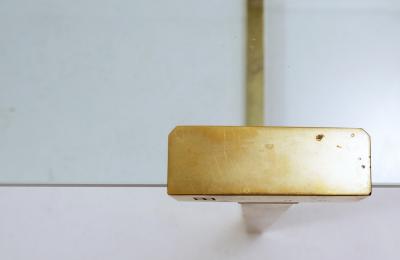 Peter Ghyczy Mid Century Modern Brass Glass Dining Table by Peter Ghyczy