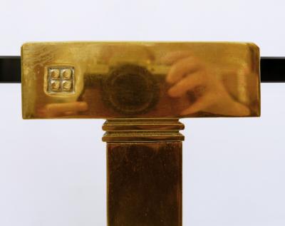 Peter Ghyczy Mid Century Modern Brass Glass Dining Table by Peter Ghyczy