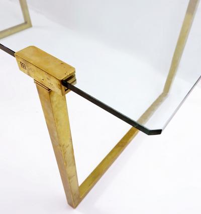 Peter Ghyczy Mid Century Modern Brass Glass Dining Table by Peter Ghyczy