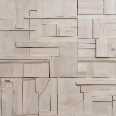 Peter Glassford White Wash Brutalist Sculptural Collage Artwork Mural from Upcycled Wood