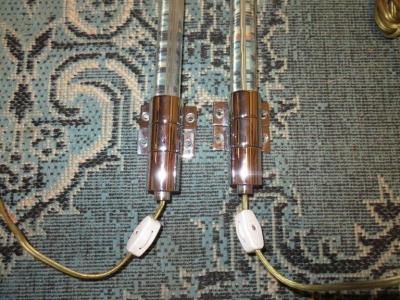 Peter Hamburger Pair of 1970s Peter Hamburger Lucite and Chrome Wall Mounted Wall Sconces