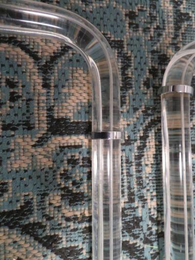 Peter Hamburger Pair of 1970s Peter Hamburger Lucite and Chrome Wall Mounted Wall Sconces