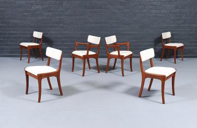 Peter Hayward Mid Century Modern Teak Tweed Dining Chairs by Peter Hayward