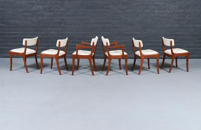 Peter Hayward Mid Century Modern Teak Tweed Dining Chairs by Peter Hayward