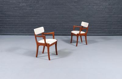 Peter Hayward Mid Century Modern Teak Tweed Dining Chairs by Peter Hayward