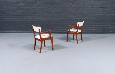 Peter Hayward Mid Century Modern Teak Tweed Dining Chairs by Peter Hayward